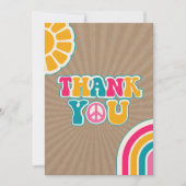 Peace Groovy Hot Roze Bruin Baby shower Hippie Bedankkaart (Voorkant)