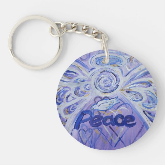 Peace Guardian Angel Word Custom Sleutelhanger (Voorkant)