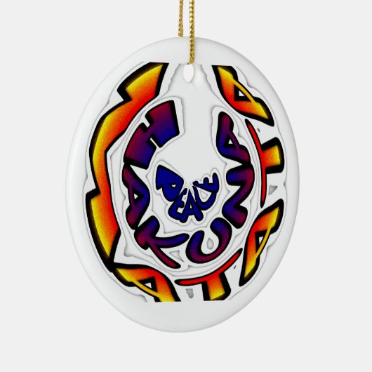 "Peace Hakuna Matata" Circular Art Print Keramisch Ornament (Rechts)