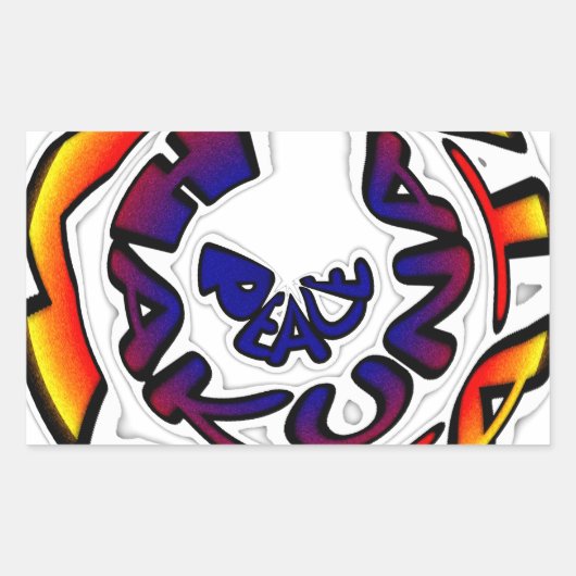 "Peace Hakuna Matata" Circular Art Print Rechthoekige Sticker (Voorkant)