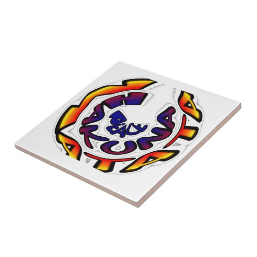 "Peace Hakuna Matata" Circular Art Print Tegeltje (Zijkant)