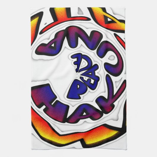 "Peace Hakuna Matata" Circular Art Print Theedoek (Verticaal)