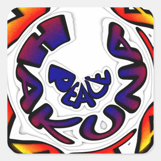 "Peace Hakuna Matata" Circular Art Print Vierkante Sticker (Voorkant)