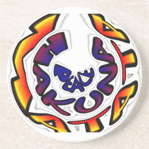 "Peace Hakuna Matata" Circular Art Print Zandsteen Onderzetter