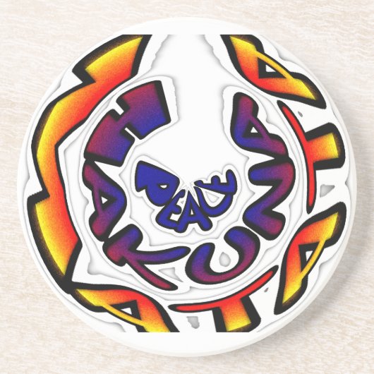 "Peace Hakuna Matata" Circular Art Print Zandsteen Onderzetter (Voorkant)