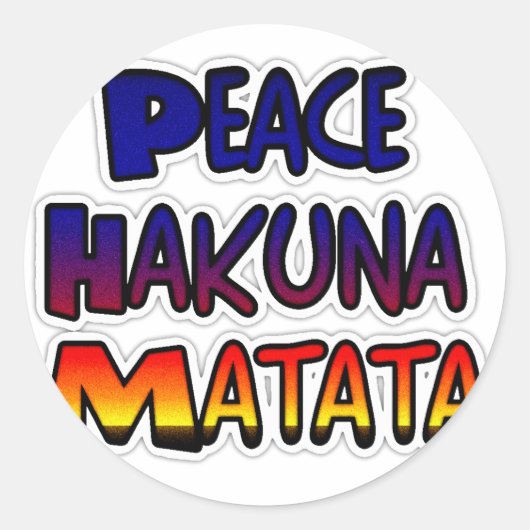 Peace Hakuna Matata Gradient Art Ronde Sticker (Voorkant)
