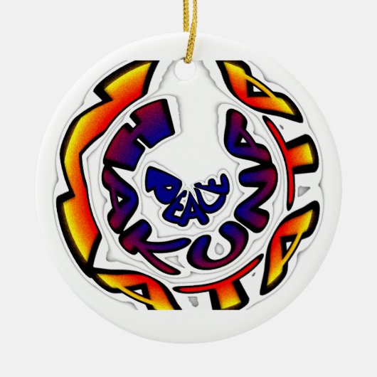 "Peace Hakuna Matata" Kunstcirkelprint Keramisch Ornament (Voorkant)