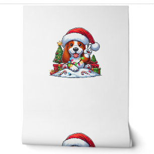 Peace Hand Basset Hound Christmas Lights Hond Vrou Behang