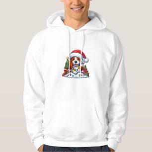 Peace Hand Basset Hound Christmas Lights Hond Vrou Hoodie