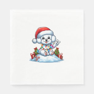 Peace Hand Bichon Frise Kerstverlichting Hond Vrou Servet