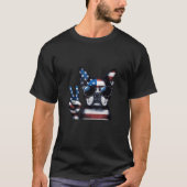 Peace Hand Boston Terrier Hond Amerikaanse vlag US T-shirt (Voorkant)