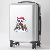Peace Hand Boston Terrier Kerstverlichting Vrouwen Sticker (Koffer)