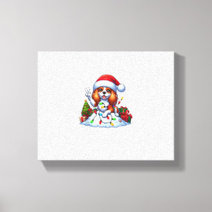 Peace Hand Cavalier King Charles Spaniel Kerstmis Canvas Afdruk