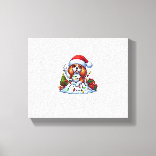 Peace Hand Cavalier King Charles Spaniel Kerstmis Canvas Afdruk (Voorkant)
