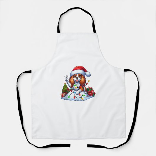 Peace Hand Cavalier King Charles Spaniel Kerstmis Schort (Voorkant)