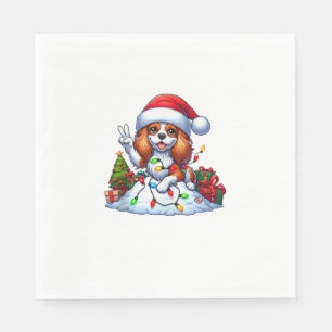 Peace Hand Cavalier King Charles Spaniel Kerstmis Servet
