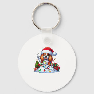 Peace Hand Cavalier King Charles Spaniel Kerstmis Sleutelhanger