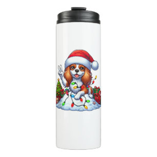 Peace Hand Cavalier King Charles Spaniel Kerstmis Thermosbeker
