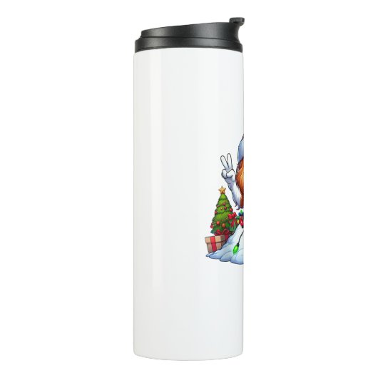 Peace Hand Cavalier King Charles Spaniel Kerstmis Thermosbeker (Gedraaid links)