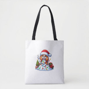 Peace Hand Cavalier King Charles Spaniel Kerstmis Tote Bag