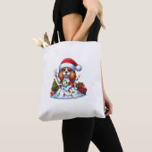 Peace Hand Cavalier King Charles Spaniel Kerstmis Tote Bag (Dichtbij)