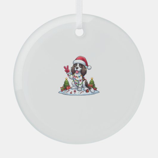 Peace Hand Engelse Springer Spaniel Kersthond Glas Ornament (Voorkant)