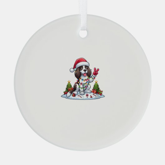 Peace Hand Engelse Springer Spaniel Kersthond Glas Ornament (Achterkant)