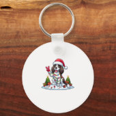 Peace Hand Engelse Springer Spaniel Kersthond Sleutelhanger (Voorkant)