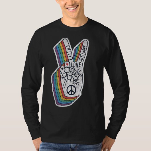 Peace Hand Gesture with Words Peace Sign 2 T-shirt (Voorkant)