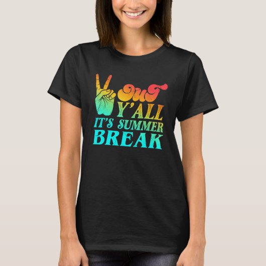 Peace Hand Language Out Y all Its Summer Break Tie T-shirt (Voorkant)
