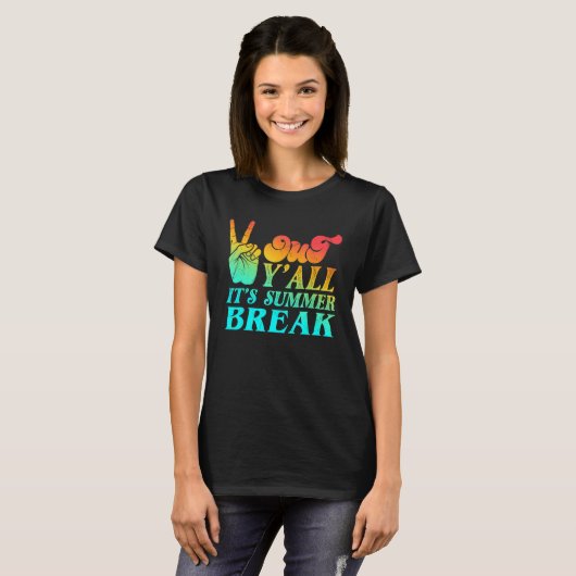 Peace Hand Language Out Y all Its Summer Break Tie T-shirt (Voorkant volledig)