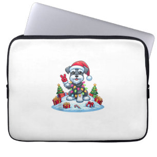 Peace Hand Miniatuur Schnauzer Kerstverlichting Wo Laptop Sleeve