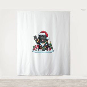 Peace Hand Newfoundland Hond Kerstverlichting Vrou Wandkleed