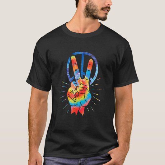 Peace Hand Peace Sign Tie Dye 3 T-shirt (Voorkant)