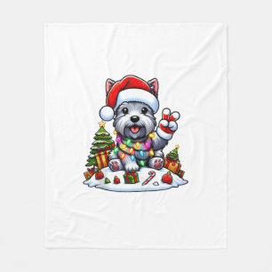 Peace Hand Schotse Terriër Kerstverlichting Vrouwe Fleece Deken
