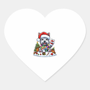 Peace Hand Schotse Terriër Kerstverlichting Vrouwe Hart Sticker