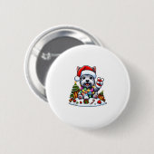 Peace Hand Schotse Terriër Kerstverlichting Vrouwe Ronde Button 5,7 Cm (Voorkant /achterkant)