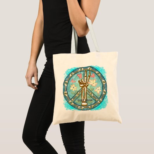 Peace hand Skeleton canvas tas (Voorkant (product))