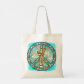 Peace hand Skeleton canvas tas (Achterkant)