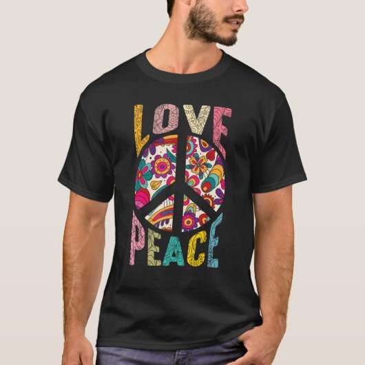 Peace Hand Tie Dye Finger Freedom Hippie Flower T-shirt (Voorkant)