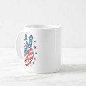 Peace Hand USA Flag 4th of July Koffiemok (Voorkant links)