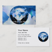 Peace Hands Holding Earth Butterfly Flowers Visitekaartje (Voorkant / Achterkant)