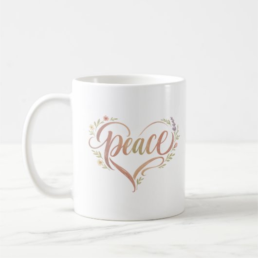 Peace Heart Boho Typografie Koffiemok (Links)