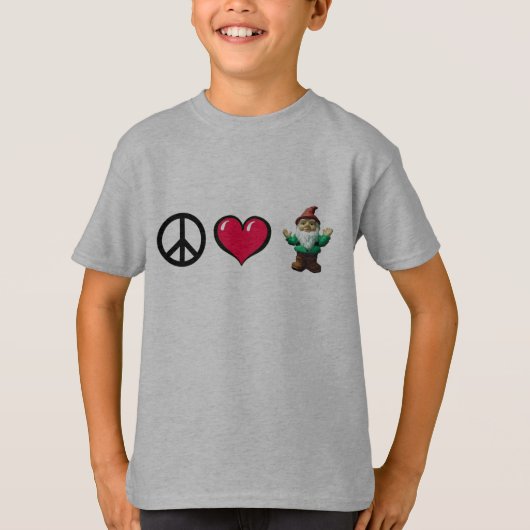 Peace Heart Gnome van FreeWitch Kinder T-Shirt (Voorkant)
