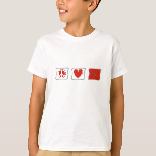 Peace Heart Marokko Squares Marokkaanse vlag T-shirt (Voorkant)