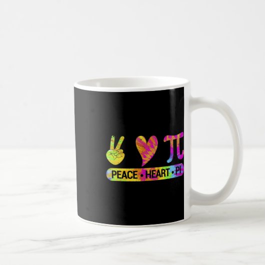 Peace Heart Pi Day Tie Dye Mathematics Science Mat Koffiemok (Rechts)
