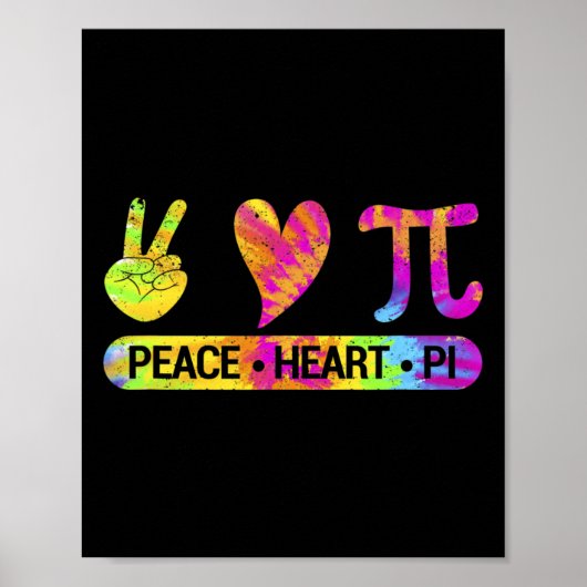 Peace Heart Pi Day Tie Dye Mathematics Science Mat Poster (Voorkant)