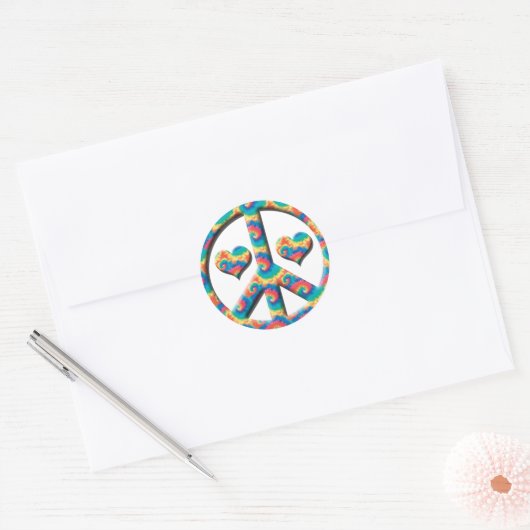 Peace Heart Ronde Sticker (Envelop)