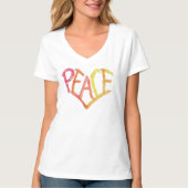 Peace Heart V-Neck Bright Crayon Illustration Tee T-shirt (Voorkant)