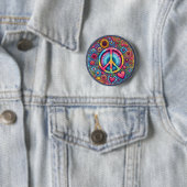 "Peace Hearts and Flower" Button (In situ)